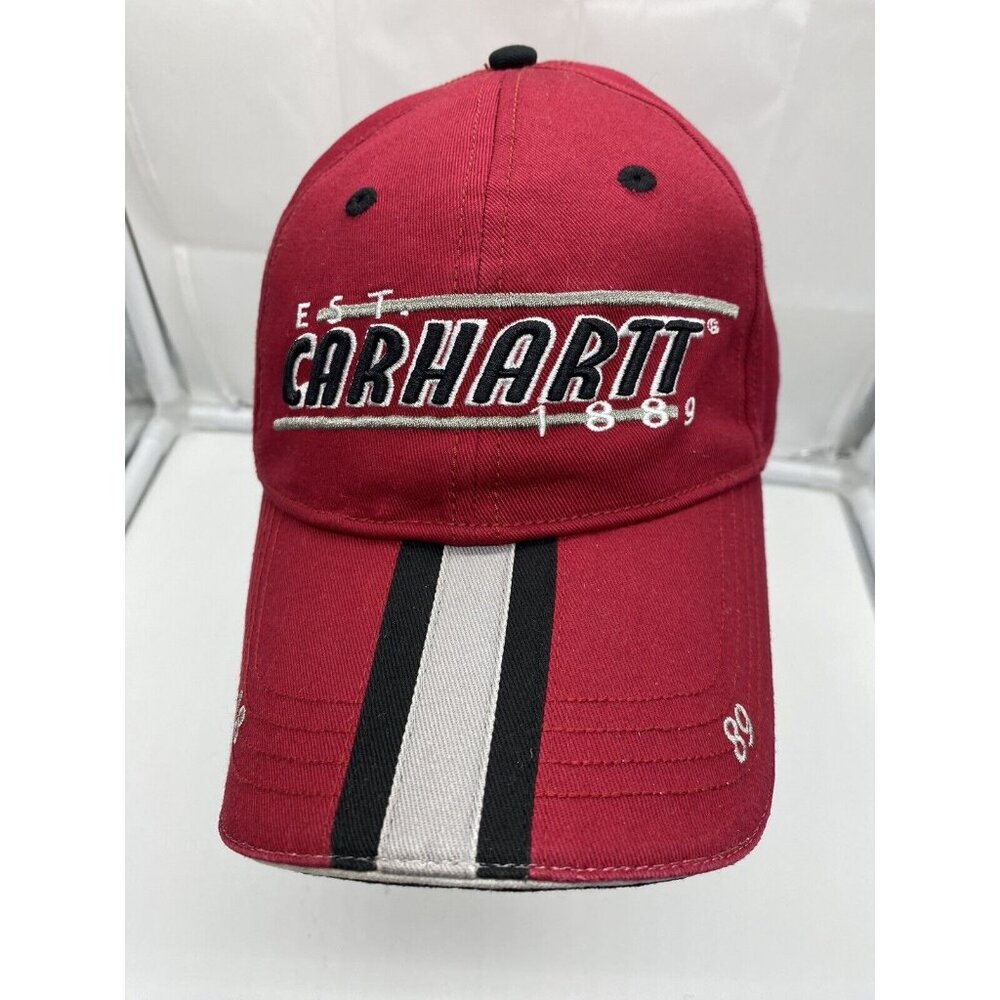 Carhartt Red Baseball Cap Hat Hook Loop Adjustable Est 1989 Cotton